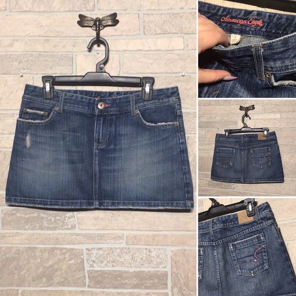 American Eagle Dresses & Skirts - American Eagle - Sz 6 - distressed jean mini skirt